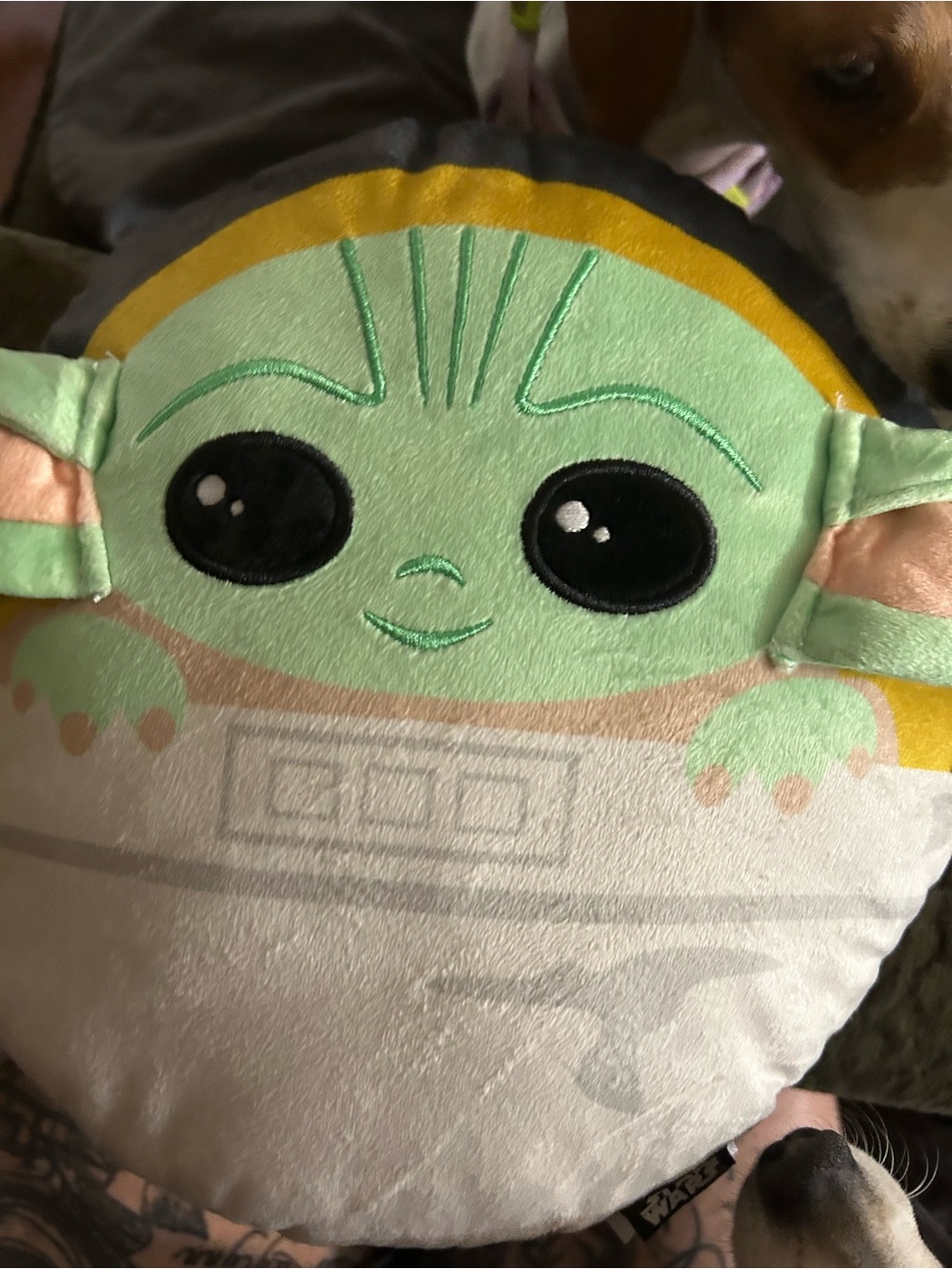 Star Wars Baby Yoda Green Plush Pillow with Yellow Accent